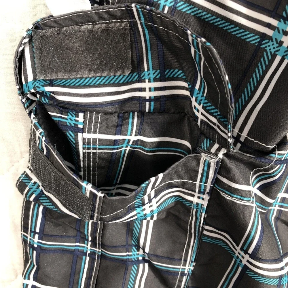 Kanu Surf Board Shorts Men's Plus 3X Gray Blue White Plaid Cargo Swim Trunks NWT